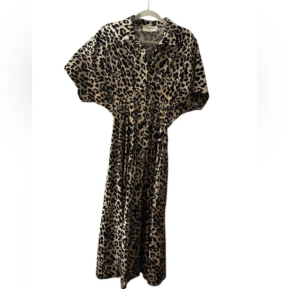 Anthropologie Tobie Pleated Shirt Dress Sz M NEW animal print - Picture 5 of 12